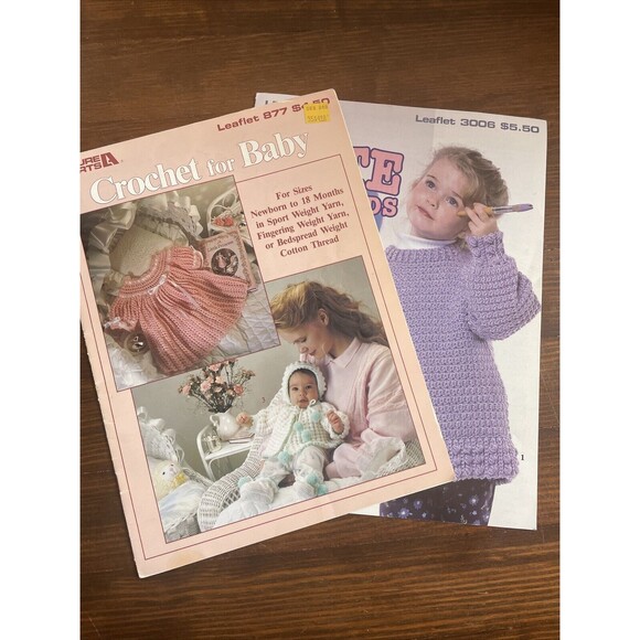 Leisure Arts Lot Cute for Kids 3006 Crochet for Baby877 Patterns Sweaters Bonnet - Picture 1 of 11